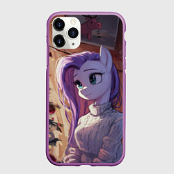 Чехол iPhone 11 Pro матовый Анимешная лошадка - Новый год, цвет: 3D-фиолетовый