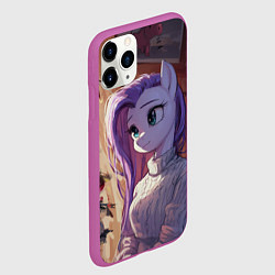 Чехол iPhone 11 Pro матовый Анимешная лошадка - Новый год, цвет: 3D-фиолетовый — фото 2
