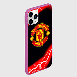 Чехол iPhone 11 Pro матовый Манчестер Юнайтед шторм молнии, цвет: 3D-фиолетовый — фото 2