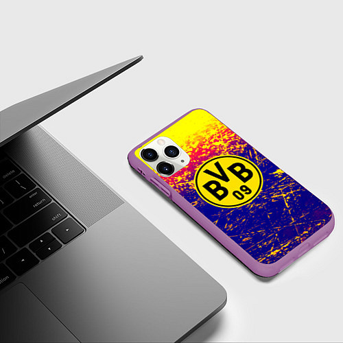 Чехол iPhone 11 Pro матовый Borussia краски / 3D-Фиолетовый – фото 3