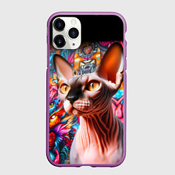 Чехол iPhone 11 Pro матовый Sphynx on a graffiti background