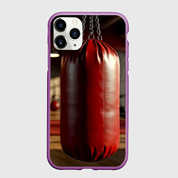 Чехол iPhone 11 Pro матовый Боксёрский мешок в спортзале, цвет: 3D-фиолетовый