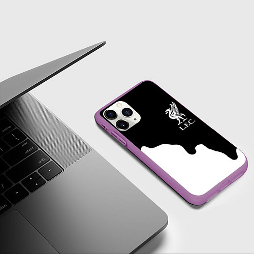 Чехол iPhone 11 Pro матовый Ливерпуль краски разводы / 3D-Фиолетовый – фото 3