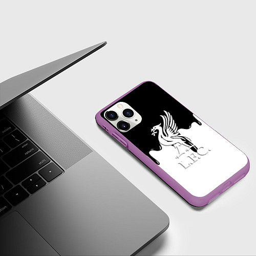 Чехол iPhone 11 Pro матовый Ливерпуль разводы красок / 3D-Фиолетовый – фото 3