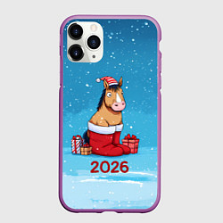 Чехол iPhone 11 Pro матовый Лошадь в сапогах Санты