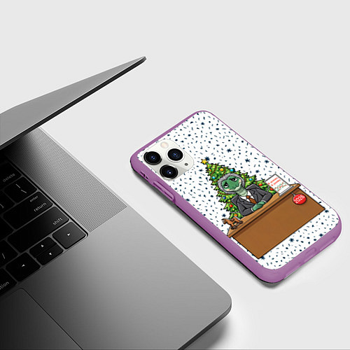 Чехол iPhone 11 Pro матовый Я устал я ухожу - новогодний мем 2026 / 3D-Фиолетовый – фото 3