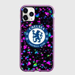 Чехол iPhone 11 Pro матовый Челси неоновые краски, цвет: 3D-фиолетовый