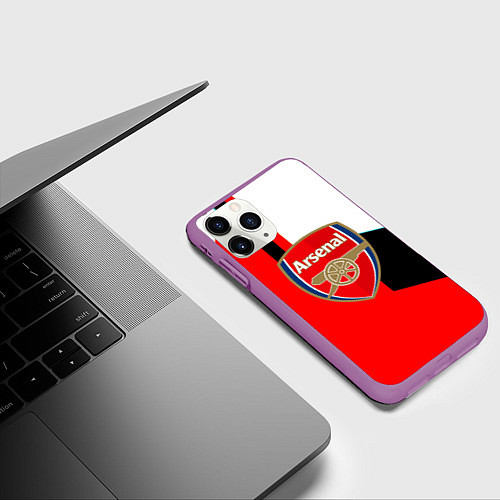 Чехол iPhone 11 Pro матовый Арсенал геометрия спорт / 3D-Фиолетовый – фото 3