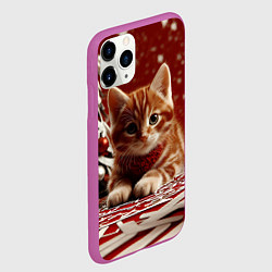 Чехол iPhone 11 Pro матовый Рыжий Новогодний котенок, цвет: 3D-фиолетовый — фото 2