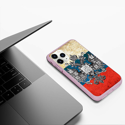 Чехол iPhone 11 Pro матовый Герб имперской России / 3D-Розовый – фото 3