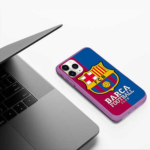 Чехол iPhone 11 Pro матовый Barca Football / 3D-Фиолетовый – фото 3