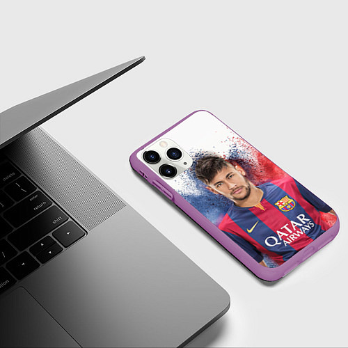 Чехол iPhone 11 Pro матовый Neymar FCB / 3D-Фиолетовый – фото 3