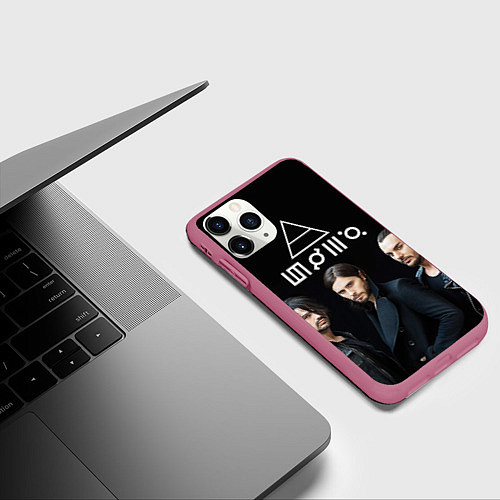 Чехол iPhone 11 Pro матовый 30 seconds to mars / 3D-Малиновый – фото 3