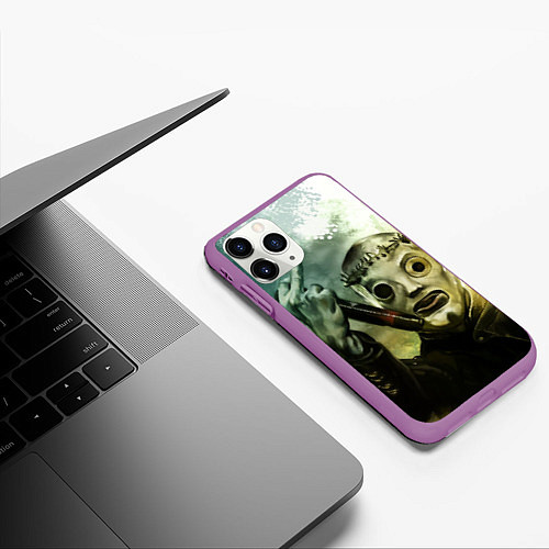 Чехол iPhone 11 Pro матовый Slipknot / 3D-Фиолетовый – фото 3