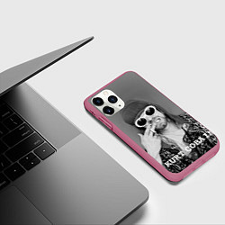 Чехол iPhone 11 Pro матовый Кобейн в очках, цвет: 3D-малиновый — фото 2