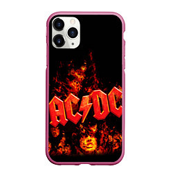 Чехол iPhone 11 Pro матовый AC/DC Flame, цвет: 3D-малиновый