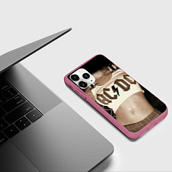 Чехол iPhone 11 Pro матовый AC/DC Girl, цвет: 3D-малиновый — фото 2