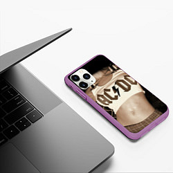 Чехол iPhone 11 Pro матовый AC/DC Girl, цвет: 3D-фиолетовый — фото 2