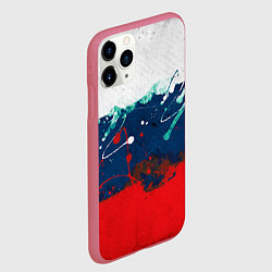Чехол iPhone 11 Pro матовый Триколор РФ, цвет: 3D-малиновый — фото 2