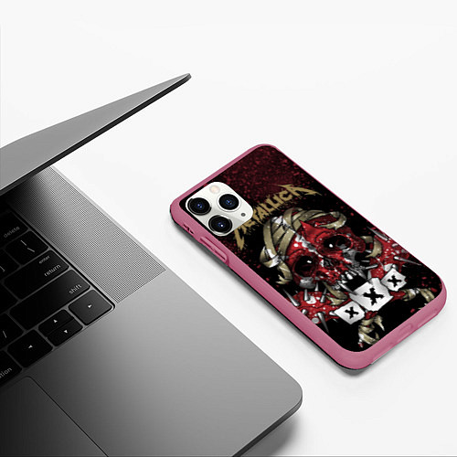 Чехол iPhone 11 Pro матовый Metallica: XXX / 3D-Малиновый – фото 3