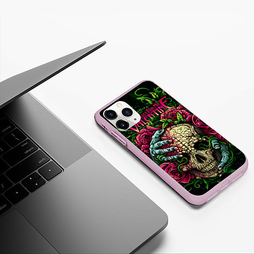 Чехол iPhone 11 Pro матовый BFMV: Roses Skull / 3D-Розовый – фото 3