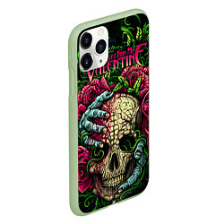 Чехол iPhone 11 Pro матовый BFMV: Roses Skull, цвет: 3D-салатовый — фото 2