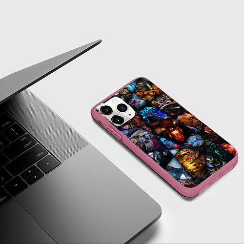 Чехол iPhone 11 Pro матовый Dota 2: All Pick / 3D-Малиновый – фото 3