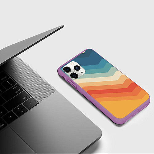 Чехол iPhone 11 Pro матовый Полосы / 3D-Фиолетовый – фото 3