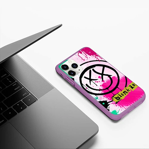 Чехол iPhone 11 Pro матовый Blink-182: Purple Smile / 3D-Фиолетовый – фото 3