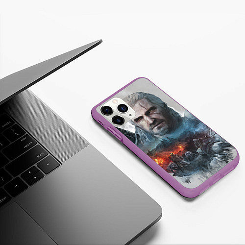 Чехол iPhone 11 Pro матовый Witcher / 3D-Фиолетовый – фото 3
