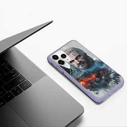 Чехол iPhone 11 Pro матовый Witcher, цвет: 3D-светло-сиреневый — фото 2