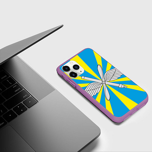 Чехол iPhone 11 Pro матовый Флаг ВВС / 3D-Фиолетовый – фото 3