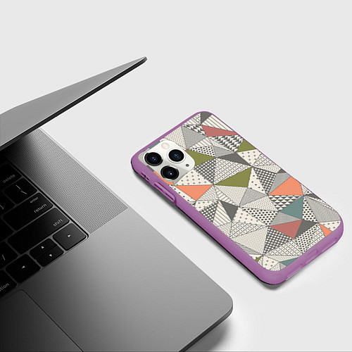 Чехол iPhone 11 Pro матовый Геометрия / 3D-Фиолетовый – фото 3