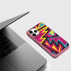Чехол iPhone 11 Pro матовый Геометрия, цвет: 3D-малиновый — фото 2