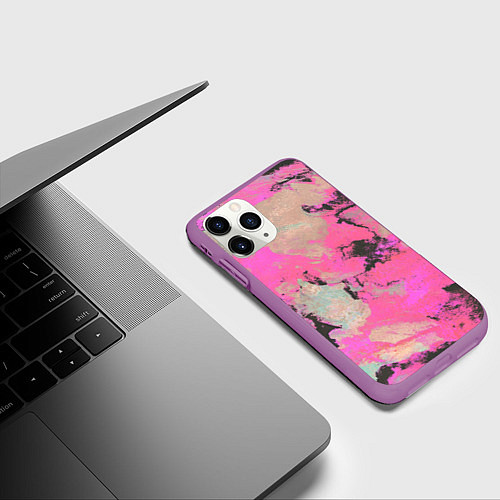 Чехол iPhone 11 Pro матовый Краска / 3D-Фиолетовый – фото 3