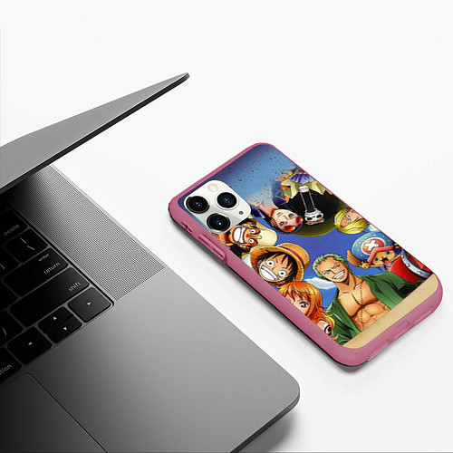 Чехол iPhone 11 Pro матовый One Piece / 3D-Малиновый – фото 3