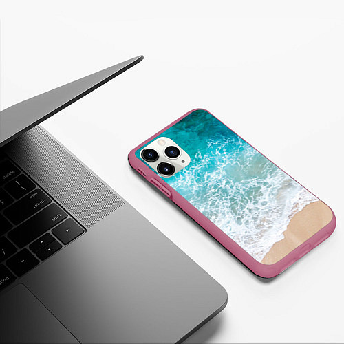 Чехол iPhone 11 Pro матовый Берег / 3D-Малиновый – фото 3