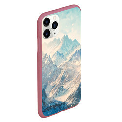 Чехол iPhone 11 Pro матовый Горы, цвет: 3D-малиновый — фото 2