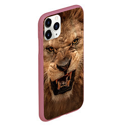 Чехол iPhone 11 Pro матовый Взгляд льва, цвет: 3D-малиновый — фото 2