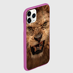Чехол iPhone 11 Pro матовый Взгляд льва, цвет: 3D-фиолетовый — фото 2