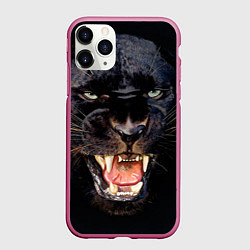 Чехол iPhone 11 Pro матовый Пантера, цвет: 3D-малиновый