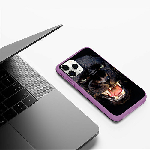 Чехол iPhone 11 Pro матовый Пантера / 3D-Фиолетовый – фото 3