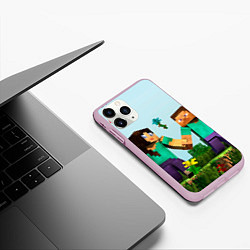 Чехол iPhone 11 Pro матовый Minecraft Stories, цвет: 3D-розовый — фото 2