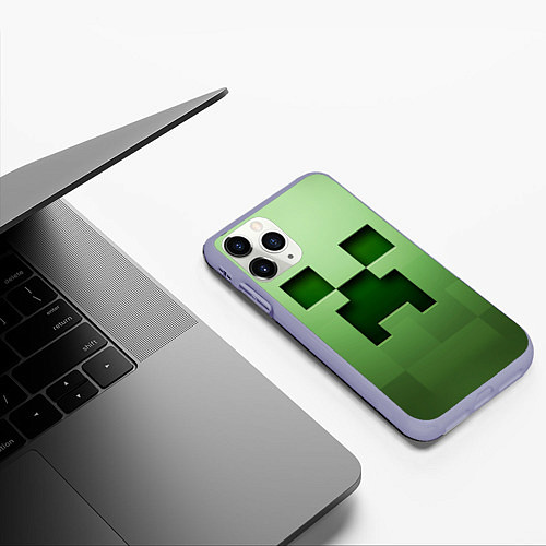 Чехол iPhone 11 Pro матовый Creeper Face / 3D-Светло-сиреневый – фото 3