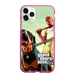 Чехол iPhone 11 Pro матовый GTA 5: Franklin Clinton, цвет: 3D-малиновый