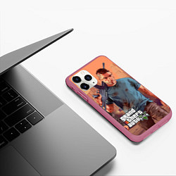 Чехол iPhone 11 Pro матовый GTA 5: Gangsta, цвет: 3D-малиновый — фото 2