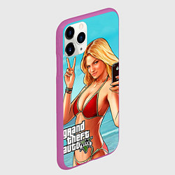 Чехол iPhone 11 Pro матовый GTA 5: Selfie Girl, цвет: 3D-фиолетовый — фото 2