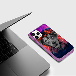 Чехол iPhone 11 Pro матовый Космический лев, цвет: 3D-фиолетовый — фото 2