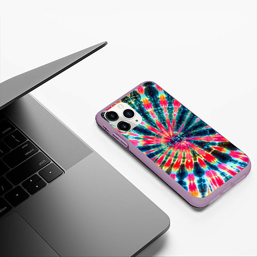 Чехол iPhone 11 Pro матовый Tie dye / 3D-Сиреневый – фото 3