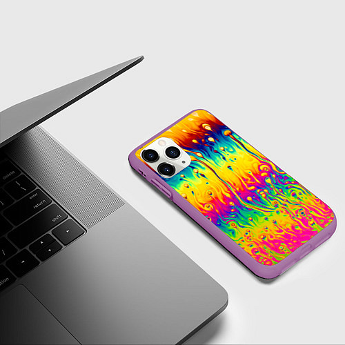 Чехол iPhone 11 Pro матовый Tie dye / 3D-Фиолетовый – фото 3